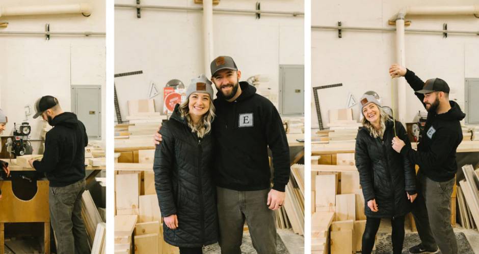 Derek and Chelsea (owners) in the Timber Made Design Co shop