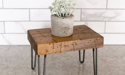 small farmhouse home decor table for a planter