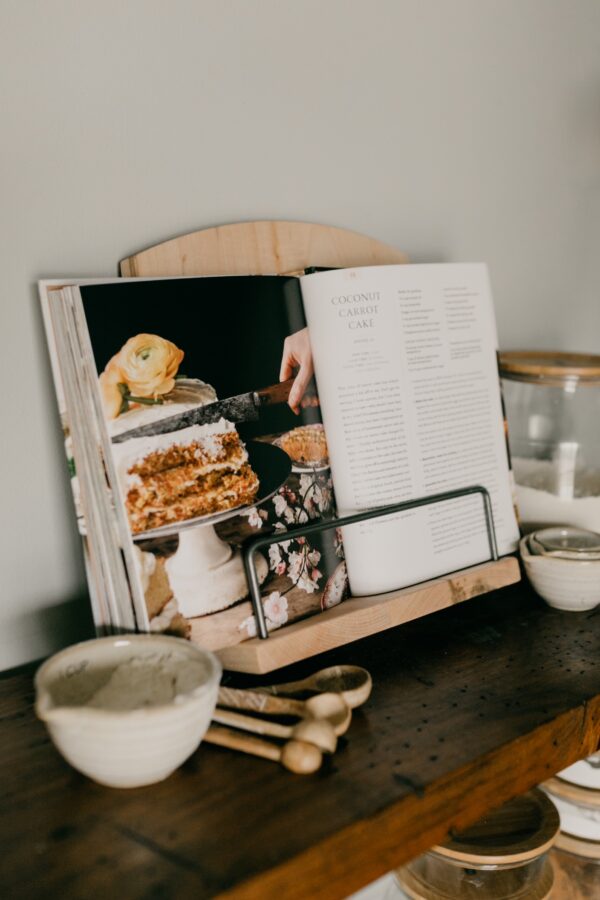 maple wooden cookbook stand