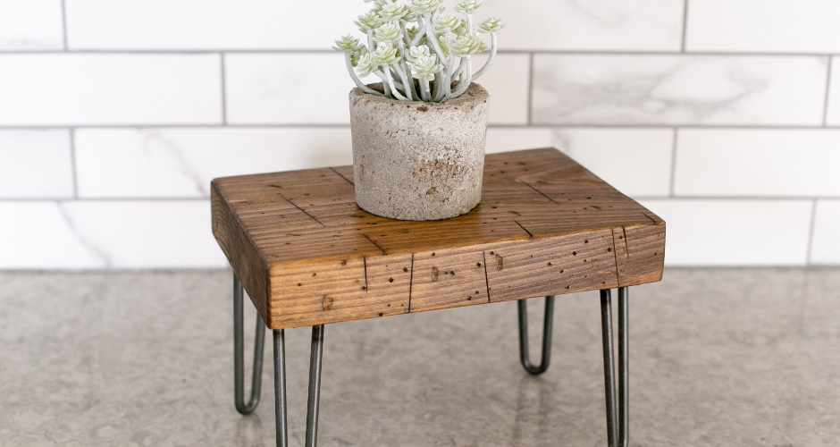 small farmhouse home decor table for a planter