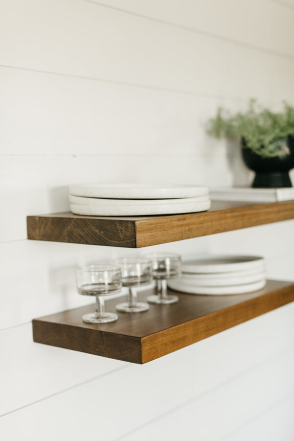 deep floating wooden shelves