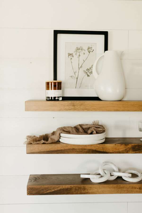 3 deep floating wooden shelves